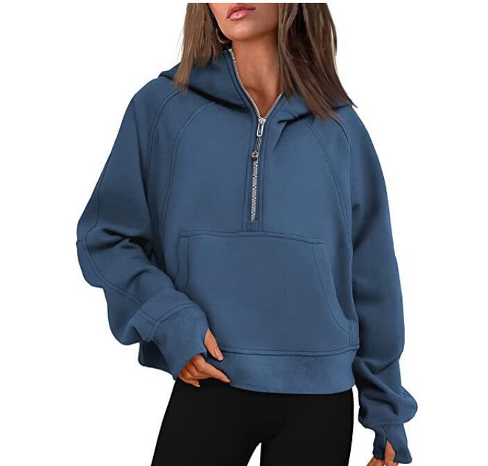 2025 yoga hoodie Scuba womens Autumn and winter Plus Veet Thickening jackets hoodys sports half zipper terry designers sweater chothing