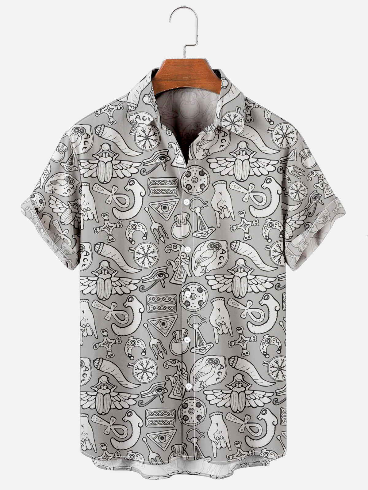 Men's Casual Shirts Men's and Women's Octopus Shirts Hawaiian Style Horn Print Short Sleeve Top Casual Holiday Party Holiday Clothing 2