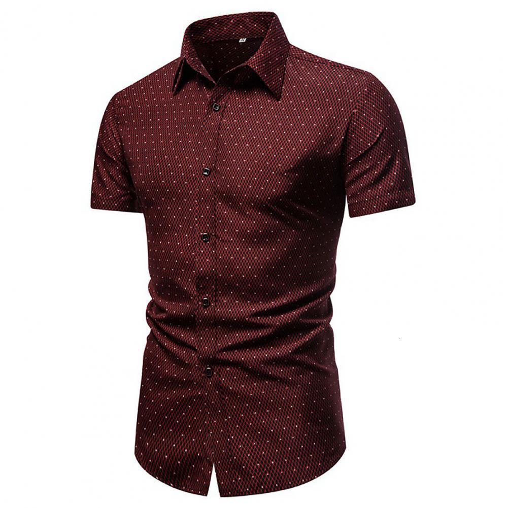 Men's Casual Shirts Men's shirt formal men's shirt single breasted summer lapel dot print business shirt Ropa hombre camisas 230412
