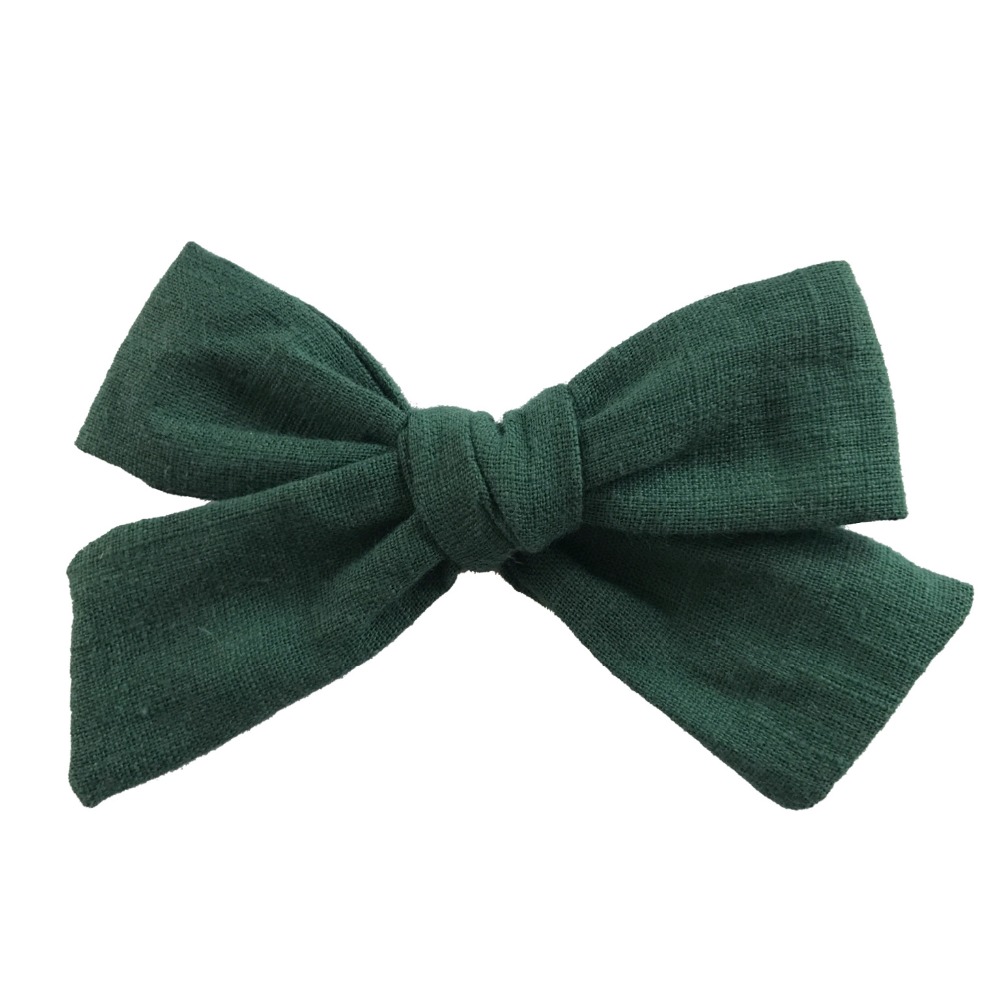 4 inches Hand Tied Cotton Linen Hair Bow Clips, Baby Girls Fabric Bow nylon Headbands, Baby shower gift