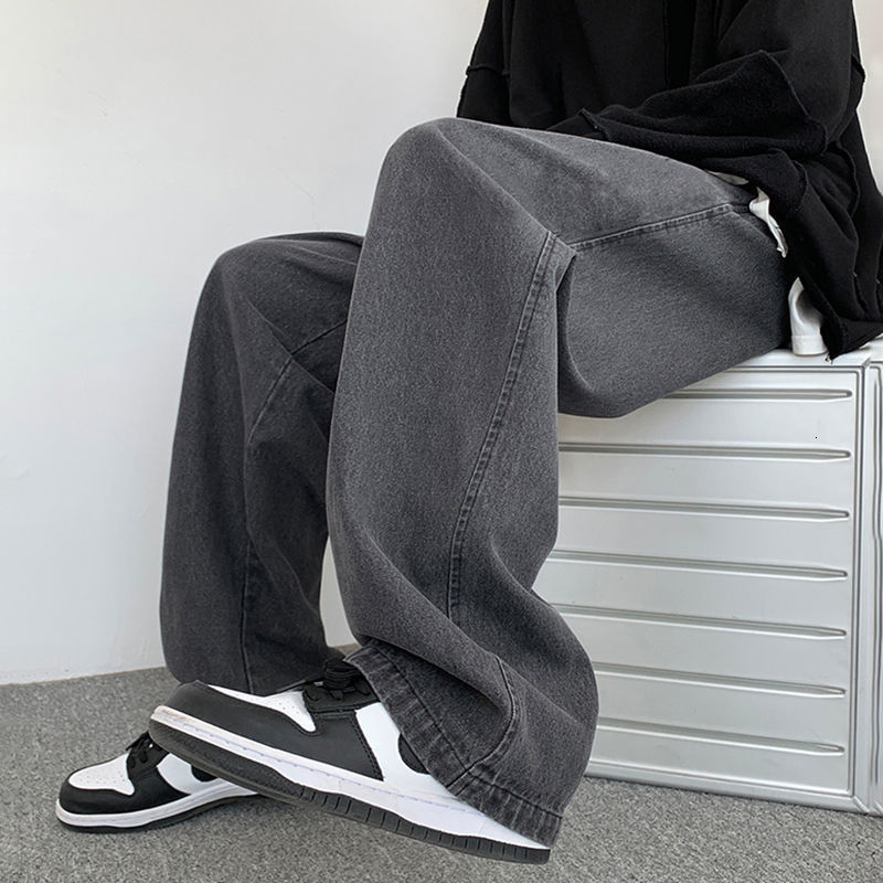 Men's Jeans Wide leg cargo pants street clothing bag jeans Spring/Summer/Autumn men's loose fitting straight men's clothing black 23041