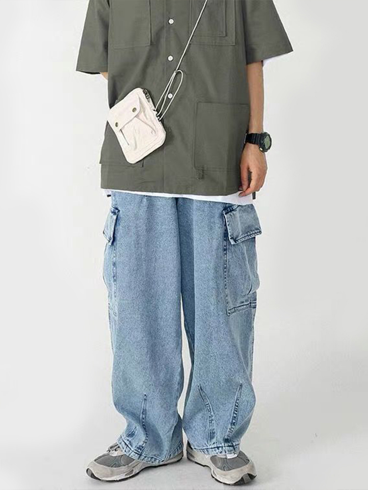 Men's Jeans HOUZHOU Baggy Jeans Trousers Men's Jeans Black Wide Leg Pants Men's Jeans Loose casual Korean street clothing hip-hop Haraj