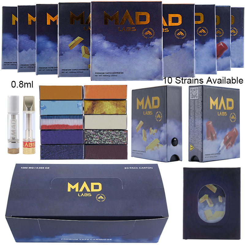 Newest Mad Labs Atomizers Empty Vape Cartridges Packagings 0.8ml Madlabs Vape Carts Thick Oil Glass Tank 510 Thread Dab Pen Wax Vaporizers E Cigarettes
Newest Mad Labs Atomizers Empty Vape Cartridges Packagings 0.8ml Madlabs Vape Carts Thick Oil Glass Tank 510 Thread Dab Pen Wax Vaporizers E Cigarettes