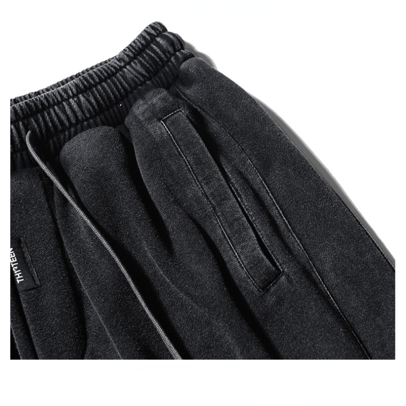 Men's Shorts Summer Distressed Shorts Men's Japanese Wash Vintage Street Clothing Black Loose Relaxed Stretch Elastic Waist Shorts 230412