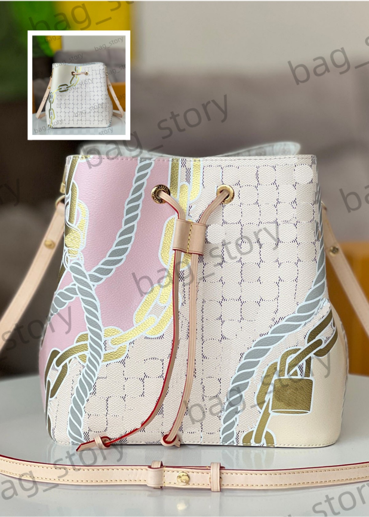 Women Neonoe MM Drawstring Bag Nautical Bucket Bag Removable Strap Luxurys Ropes Chains Plaid Pattern Shoulder Bags Crossbody Bag N40474
Women Neonoe MM Drawstring Bag Nautical Bucket Bag Removable Strap Luxurys Ropes Chains Plaid Pattern Shoulder Bags Crossbody Bag N40474