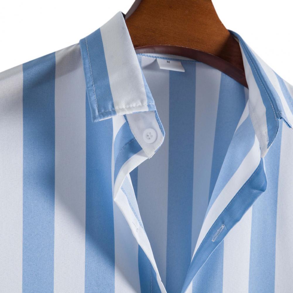 Men's Casual Shirts Summer Men's Shirt Striped Hawaiian Button Short Sleeve Shirt Beach Suit Camissa Musculina Hom Camissa de Hombre 230412