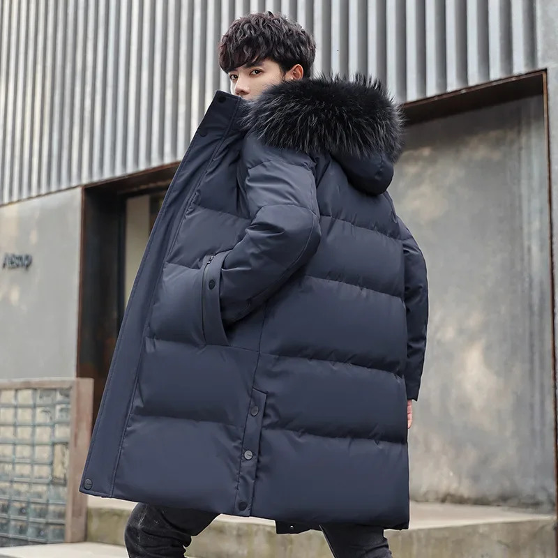 Men's Down Parkas Men's Winter Jacket Coat Winter Down Coat Men's Long Down Jacket Parkas Fur Collar Hooded Fashion Warm Clothes Casual