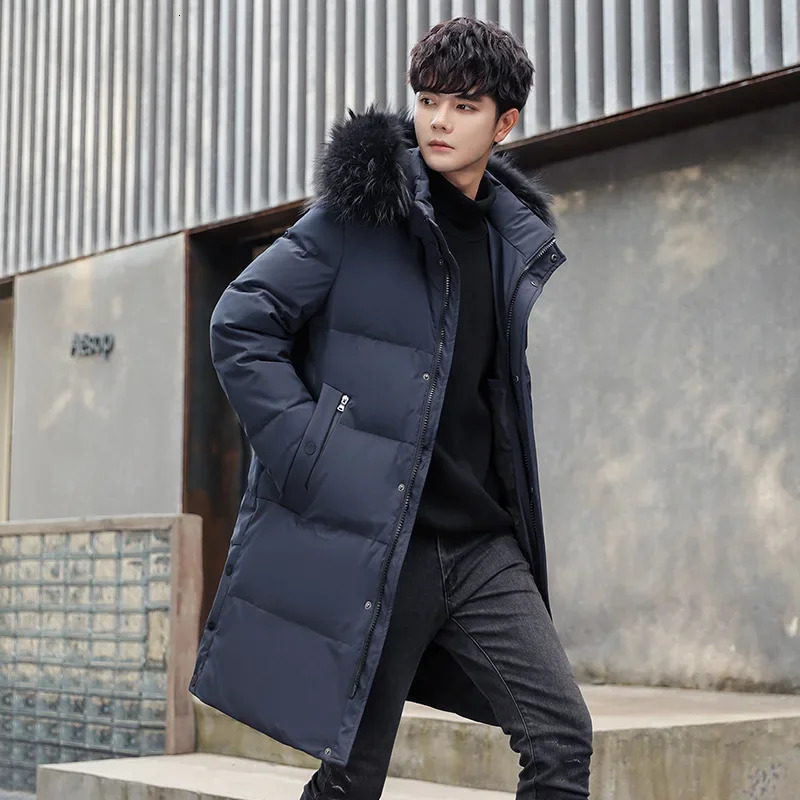 Men's Down Parkas Men's Winter Jacket Coat Winter Down Coat Men's Long Down Jacket Parkas Fur Collar Hooded Fashion Warm Clothes Casual
