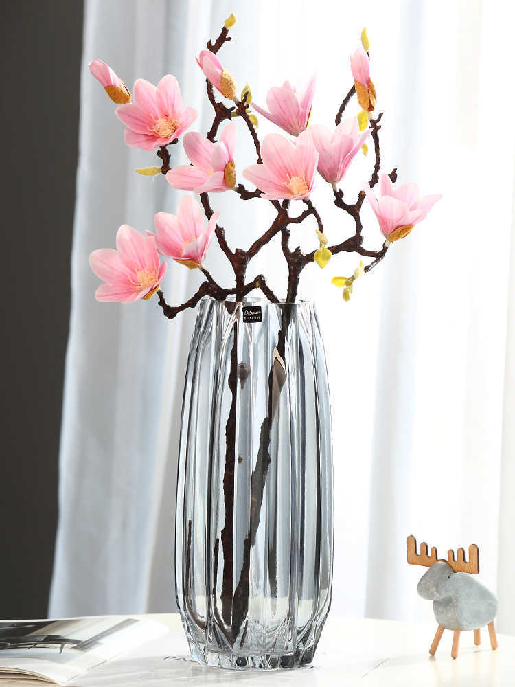 Vases Vase Home Decor Large Glass Vases Bottle Transparent Hydroponic Terrarium Room Flower Decoration Vase P230411