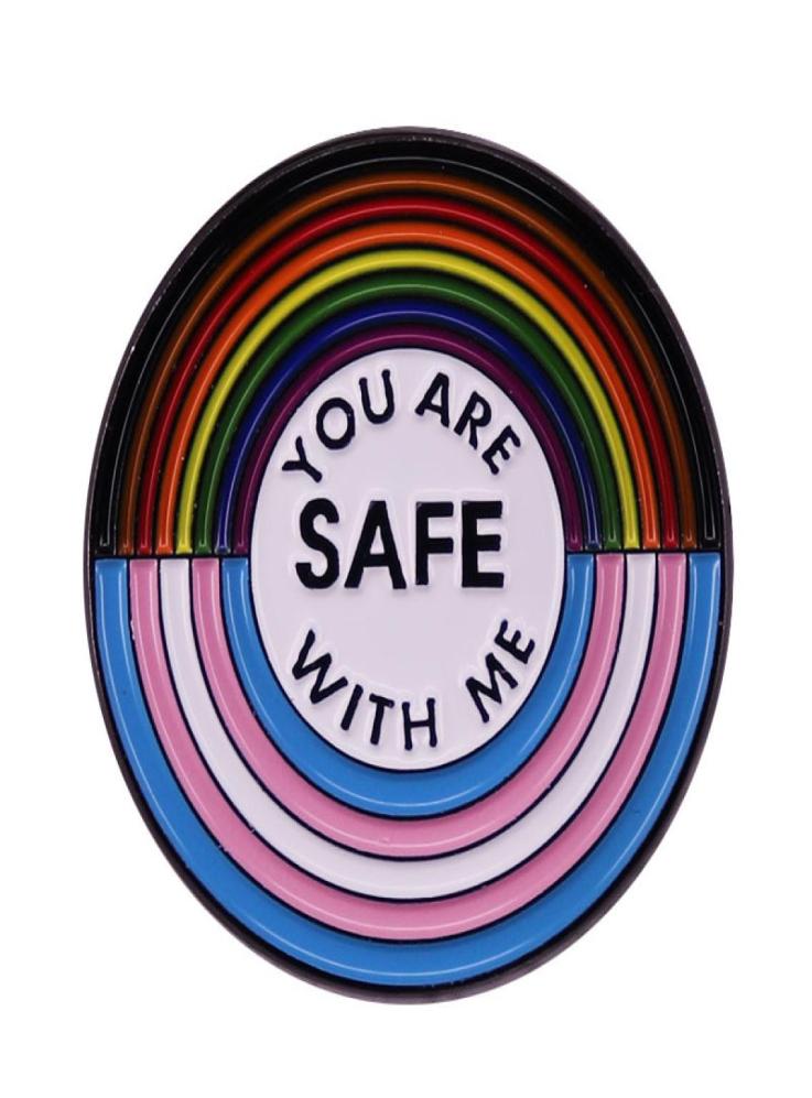 You Are Safe With Me Rainbow Flag Pride LGBT Lovers Enamel Brooch Lapel Pins For Backpacks Badges Jewelry Decorations S0015975426, Red
You Are Safe With Me Rainbow Flag Pride LGBT Lovers Enamel Brooch Lapel Pins For Backpacks Badges Jewelry Decorations S0015975426, Red