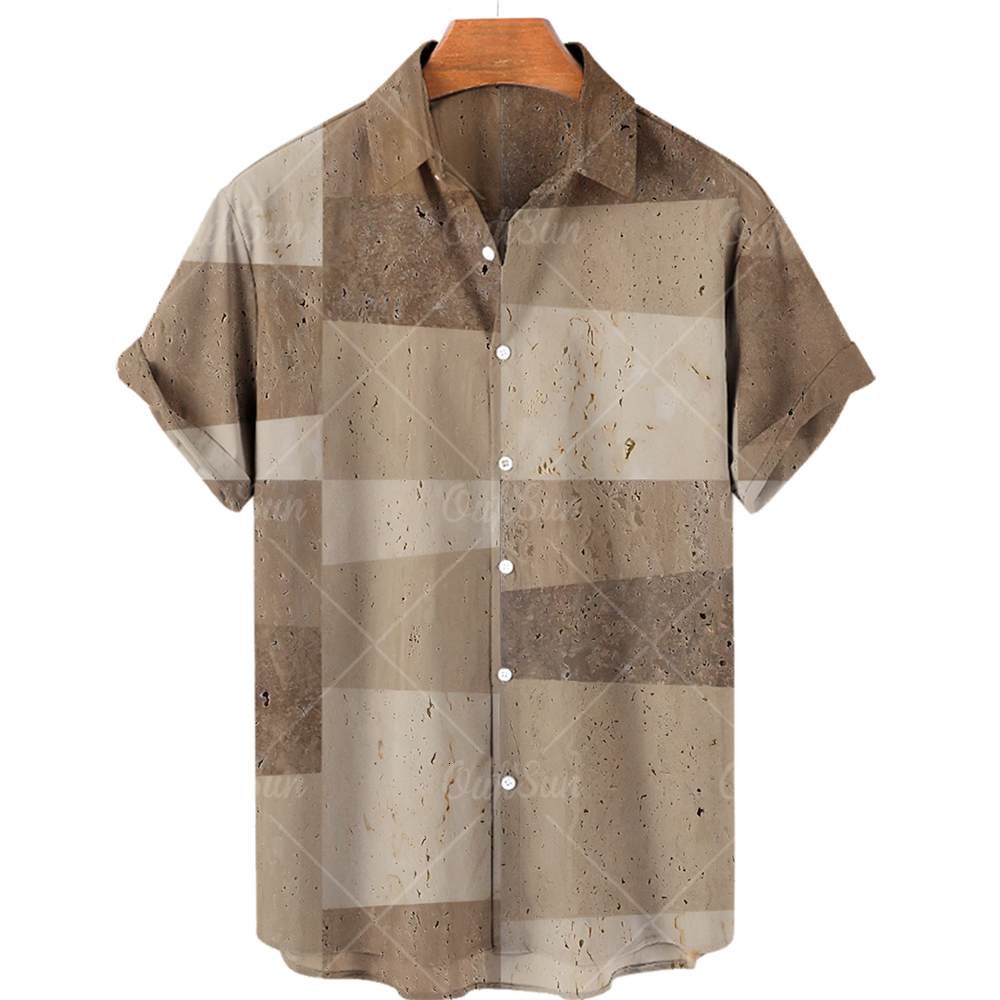 Men's Casual Shirts Men's Shirts Casual Stripes Hawaiian Printed Short Sleeve Top Polo Collar Shirt Harajuku Summer Men's Shirt 5xl 230