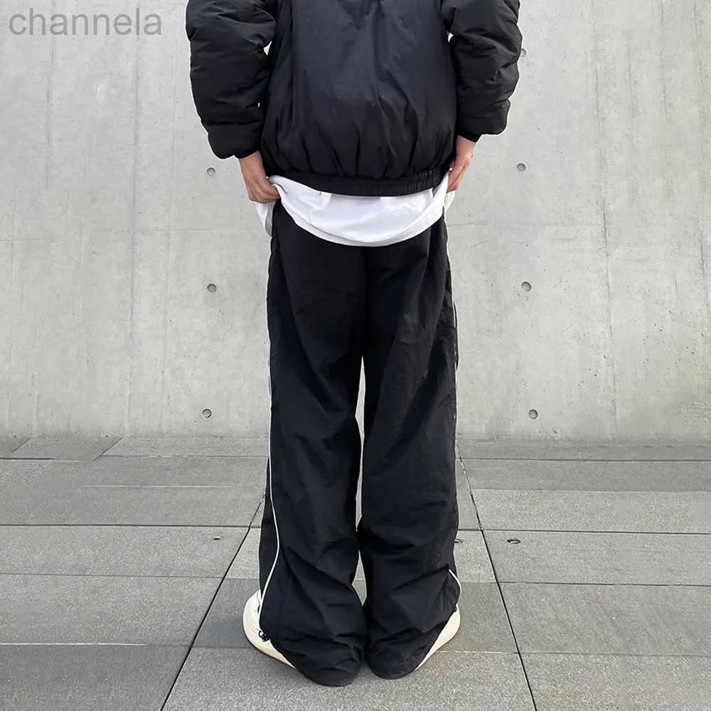 Men's Pants HOUZHOU Baggy for Men Parachute Vintage Oversize Joggers Harajuku Streetwear Sweatpants Black Wide Leg Trousers Male