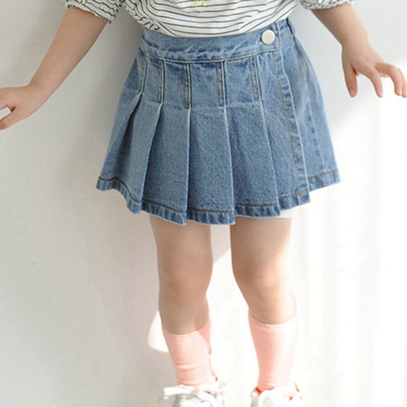 Shorts Summer children's girls' denim skirts Korean version culottes Fashionable pleated personalized small highwaisted 230412