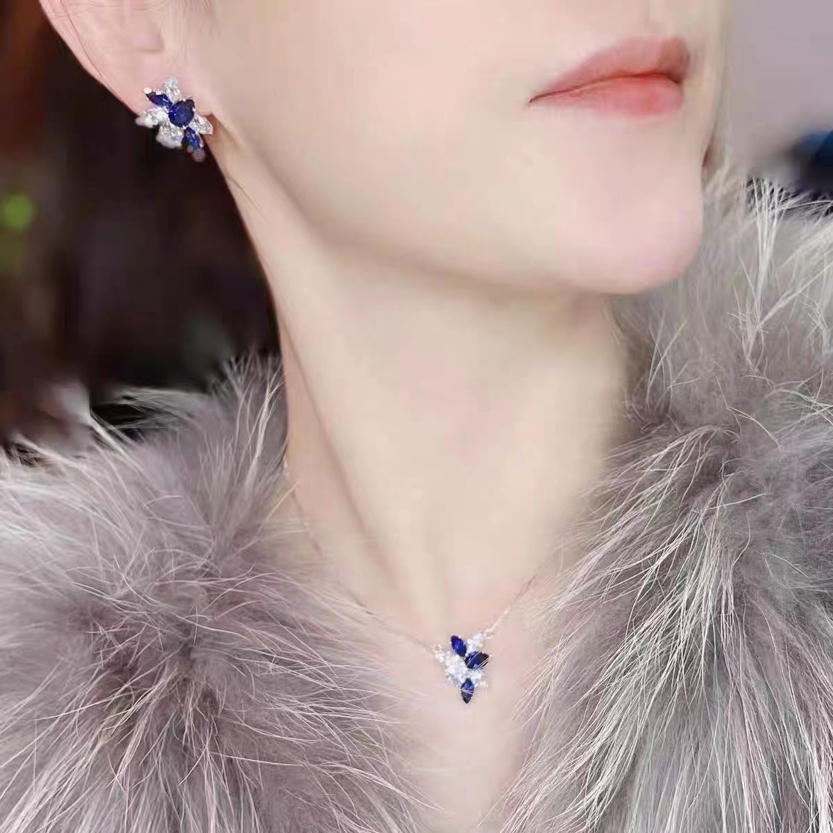 Charm Flower Earring Sapphire White Gold Filled Jewelry Engagement Wedding Earrings for Women Bridal Birthday Gift