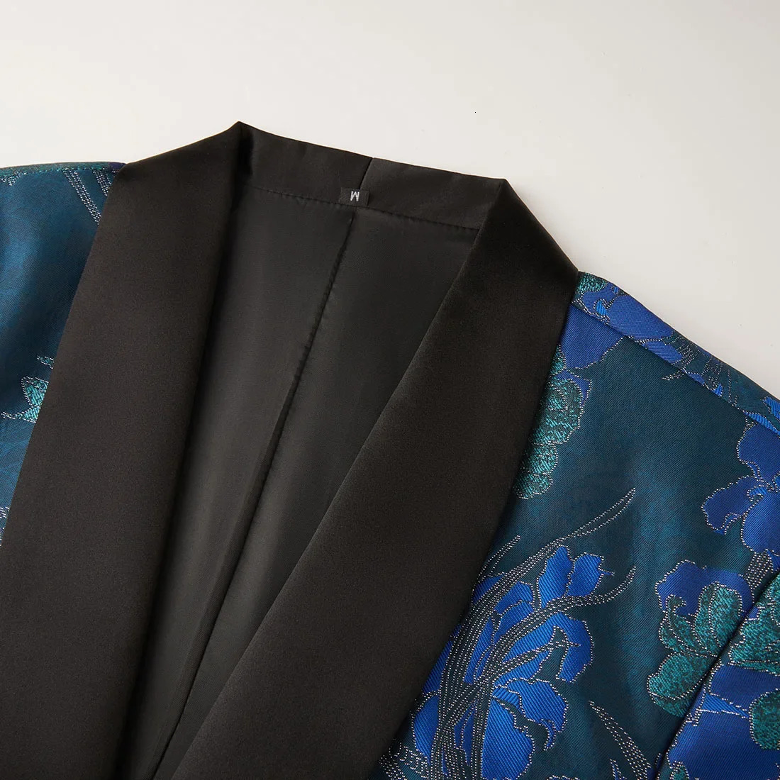 Men's Suits Blazers Mens Vintage Blue Floral Tuxedo Suit Jacket One Button Stylish Jacquard Prom Dinner Jacket Men Blazers Party Wedding Costume 