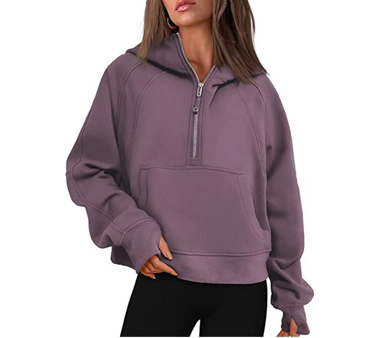 2025 yoga hoodie Scuba womens Autumn and winter Plus Veet Thickening jackets hoodys sports half zipper terry designers sweater chothing