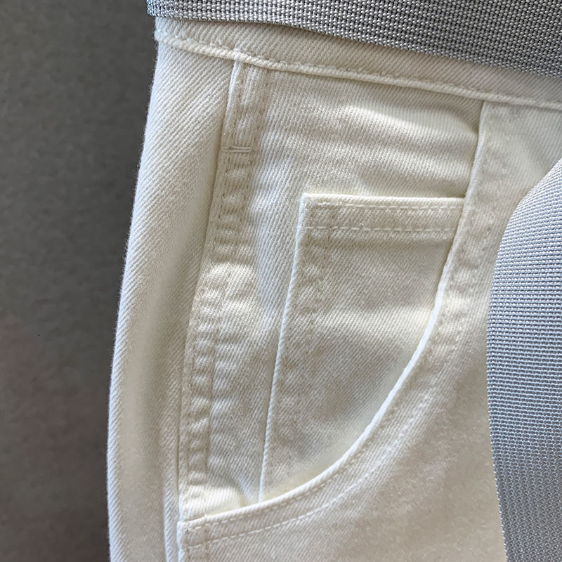 Men's Shorts White shorts men's fashionable street clothing knee length Bermuda shorts men's cotton fiber jeans shorts 230412