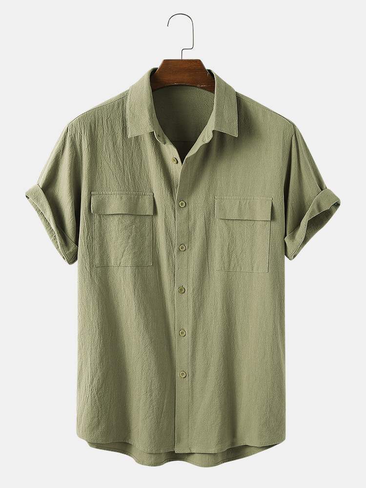 Men's Casual Shirts Charmkpr Fashion Men's Top Solid Comfortable Double Pocket Shirt Casual Street Clothing Men's Match Simple Shirt S-