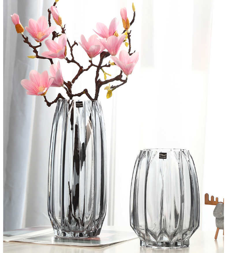 Vases Vase Home Decor Large Glass Vases Bottle Transparent Hydroponic Terrarium Room Flower Decoration Vase P230411