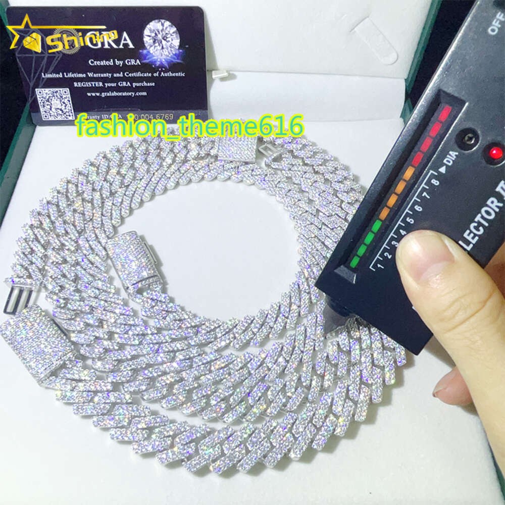 necklace moissanite chain cuban link chain 8mm 10mm 20mm gold plated 925 silver hip hop jewelry iced out moissanite jewelry