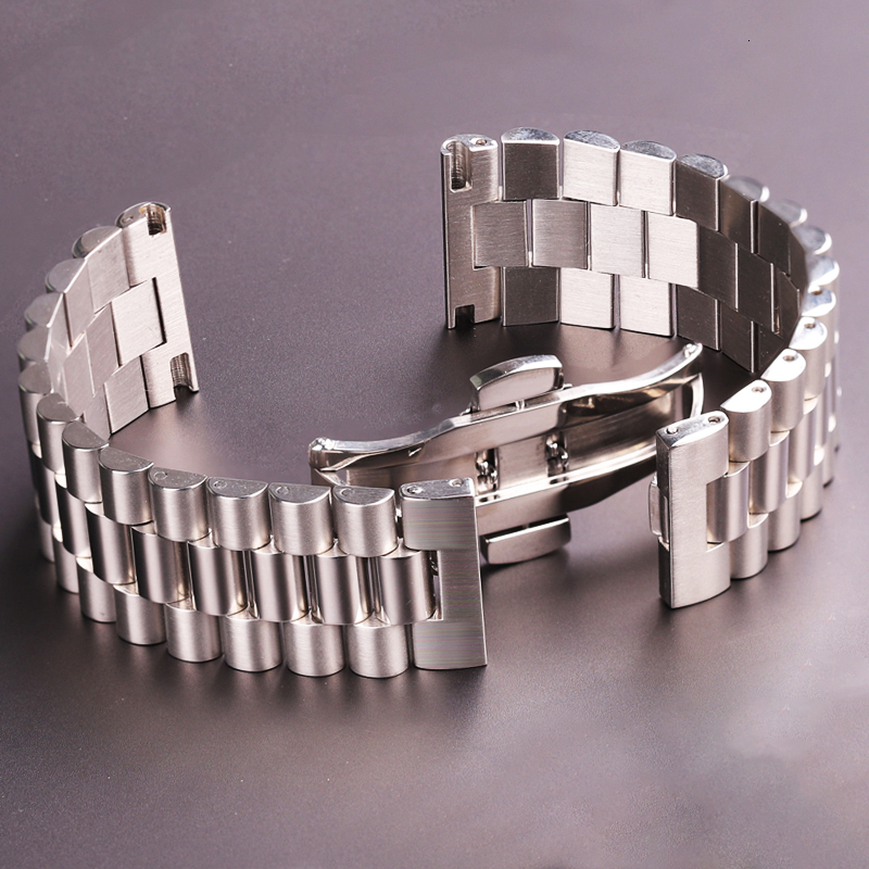 Watch Bands Stainless Steel Watchbands Bracelet Women Men Silver Solid Metal Watch Strap 16mm 18mm 20mm 21mm 22mm Accessories 230412
