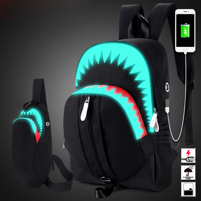 Backpack Night Luminous Backpack Men Fashion USB Charging Shark Laptop Bookbag Chest Bag Teenagers School Bag Mochila Black Travel Bag 230411
Backpack Night Luminous Backpack Men Fashion USB Charging Shark Laptop Bookbag Chest Bag Teenagers School Bag Mochila Black Travel Bag 230411
