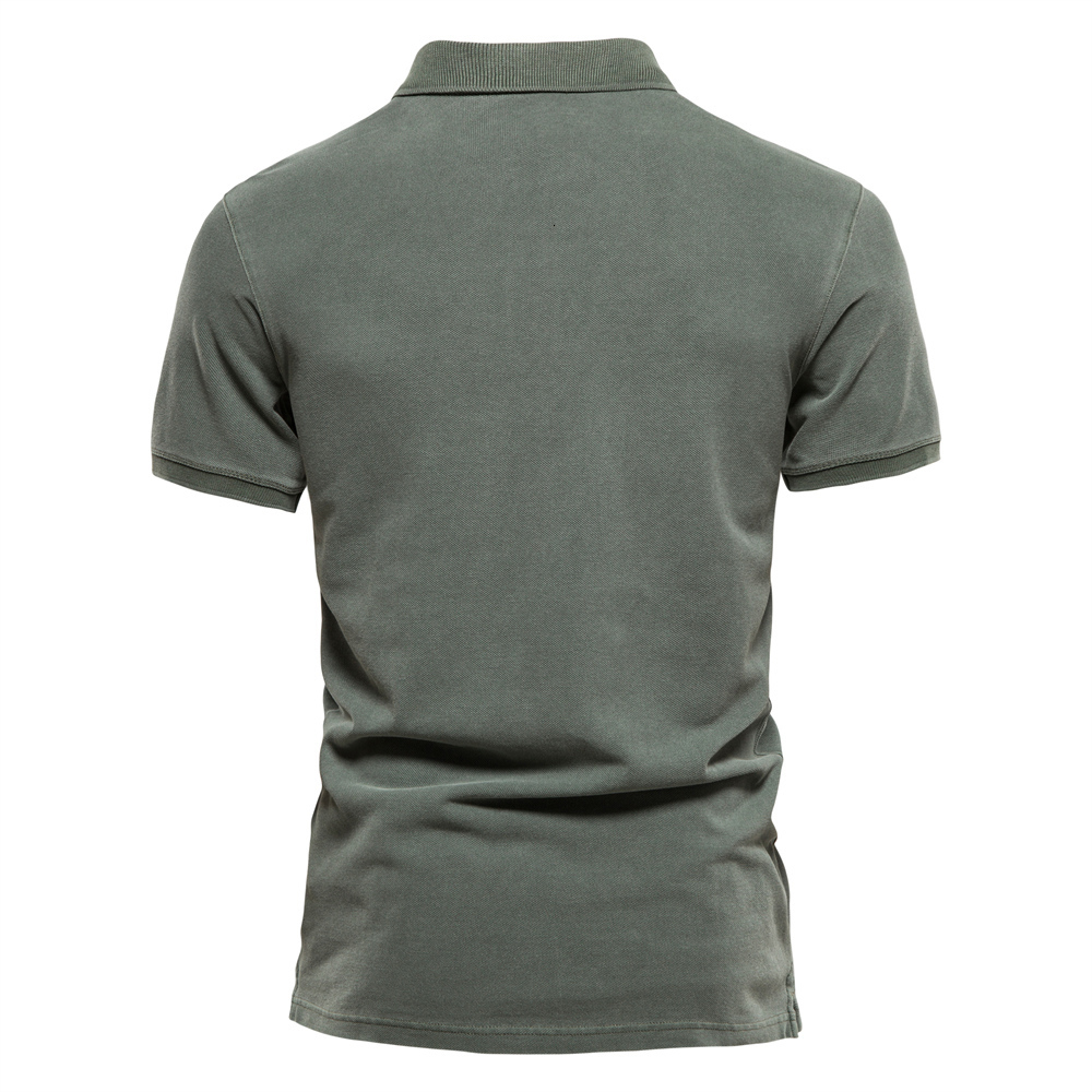 Men's Polos AIOPEON 100% Cotton Solid Color Men's Polo Shirt Casual Short Sleeve Transition Men's Shirt Fashion Street Men's Polo 