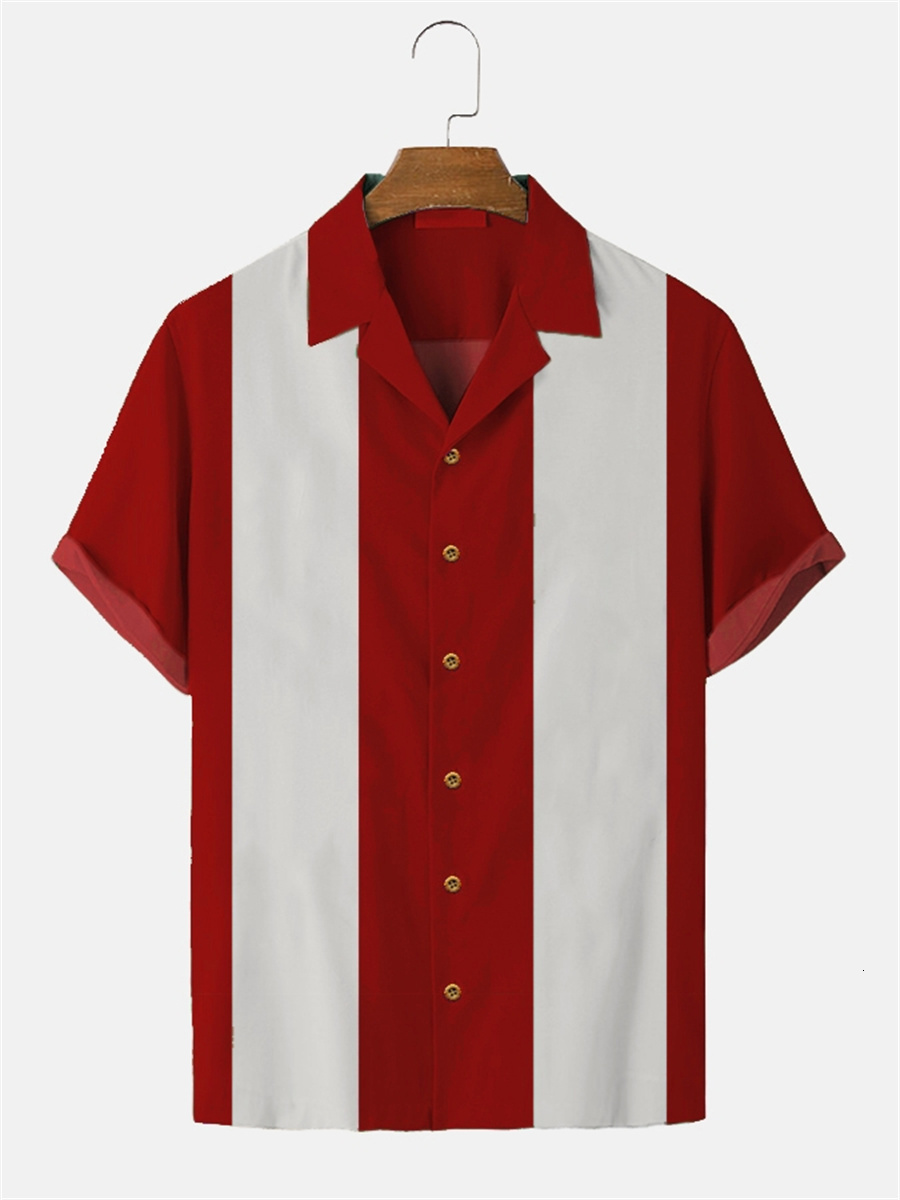 Men's Casual Shirts Stripes Simple Casual Shirts Men's European Size Men's Hawaiian Shirts Men's Shirts Fashion Short Sleeve Casua