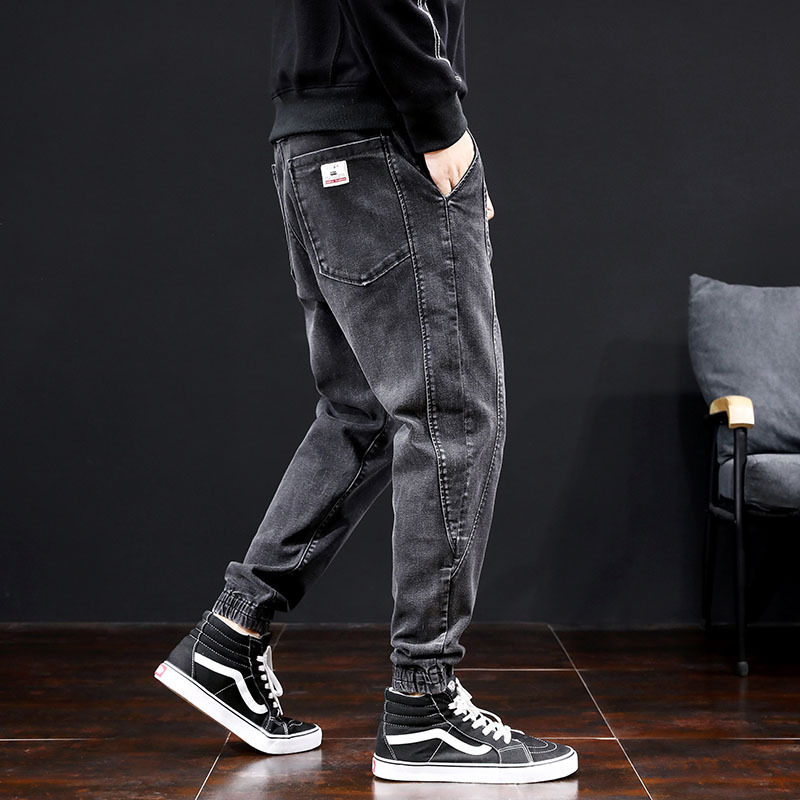 Men's Jeans fashion hip-hop backyard jeans loose pockets plus size jogger jeans elastic waist patches denim pants men's Trousers 230412