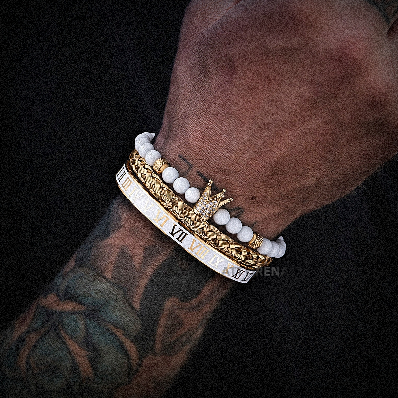 Charm Bracelets Luxury Set Crown Charm Gold Color Skull Bracelet Stainless Steel Men White Enamel Roman Number Bangles Europe Fashion Jewelry 230411
Charm Bracelets Luxury Set Crown Charm Gold Color Skull Bracelet Stainless Steel Men White Enamel Roman Number Bangles Europe Fashion Jewelry 230411