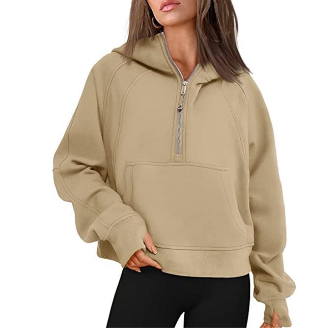 2025 yoga hoodie Scuba womens Autumn and winter Plus Veet Thickening jackets hoodys sports half zipper terry designers sweater chothing