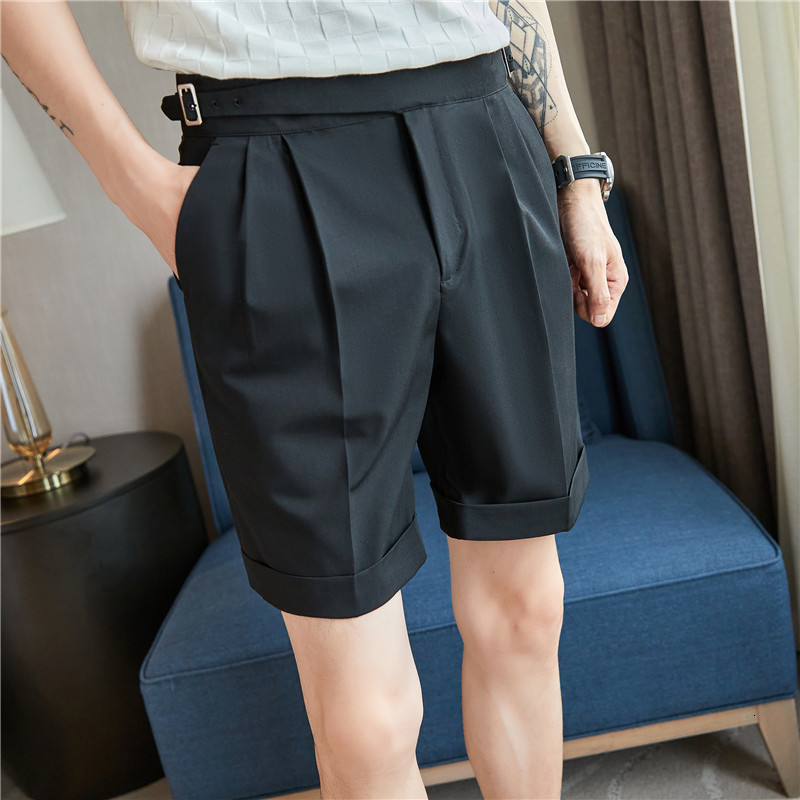 Men's Shorts Pleated Shorts Men's Summer White Shorts Bermuda Work Suit Men's Breathable Cool Street Shorts Korean Fashion Style 36 230