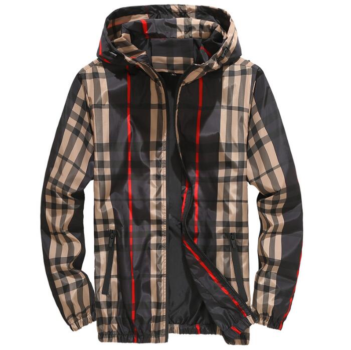 BG308 outdoor hooded plaid jackets windbreaker zip up men designer jacket spring sport mens coats