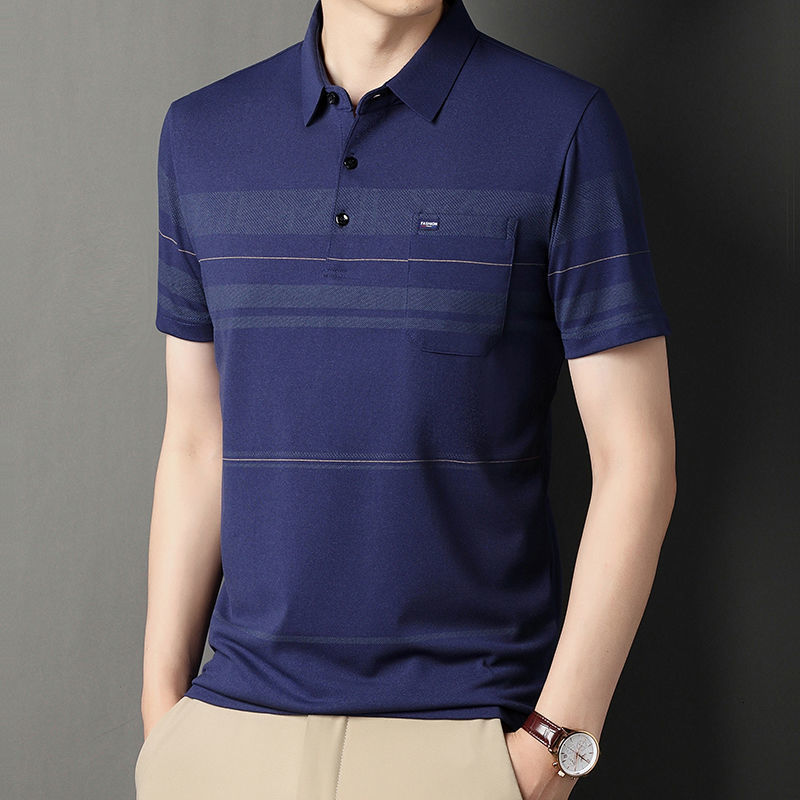 Men's Polos Men's T-shirt Short sleeved Summer Lapel Print Pocket Button Embroidered Polo T-shirt Casual Comfortable Top 230412
