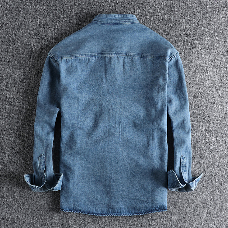Men's Casual Shirts Retro washed jeans long sleeved shirt men's trend casual cardigan jacket 230412