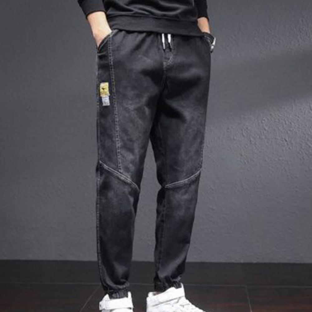 Men's Jeans Letter Tie up denim Trousers Men's Trousers Drawstring Ankle Tied denim Baggy Trousers Cargo Trousers Street Costume Pantalones 