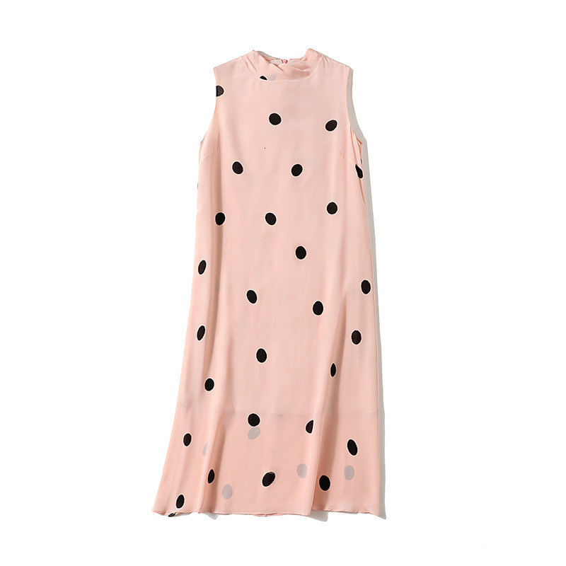 Casual Dresses silk dresses summer high-end elegant lace sleeveless loose polka Dot a-line dress sacrf collar women cloth 230412