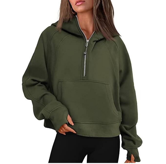 2025 yoga hoodie Scuba womens Autumn and winter Plus Veet Thickening jackets hoodys sports half zipper terry designers sweater chothing