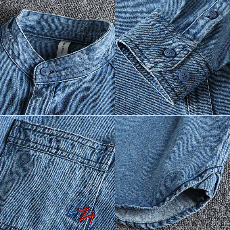 Men's Casual Shirts Retro washed jeans long sleeved shirt men's trend casual cardigan jacket 230412