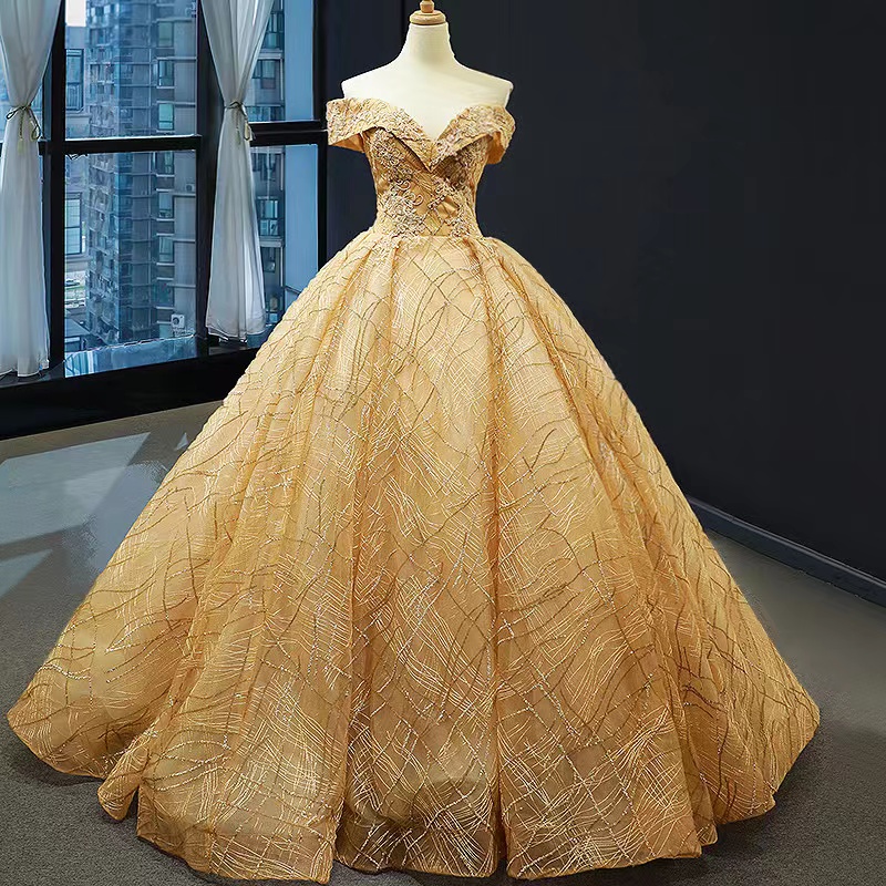 Dubai Elegant Long Sleeves A-Line Wedding Des off shoulder sequined Lace Appliques Beaded Vestios De Novia Bridal Gowns with Buttons Plus Size quincea