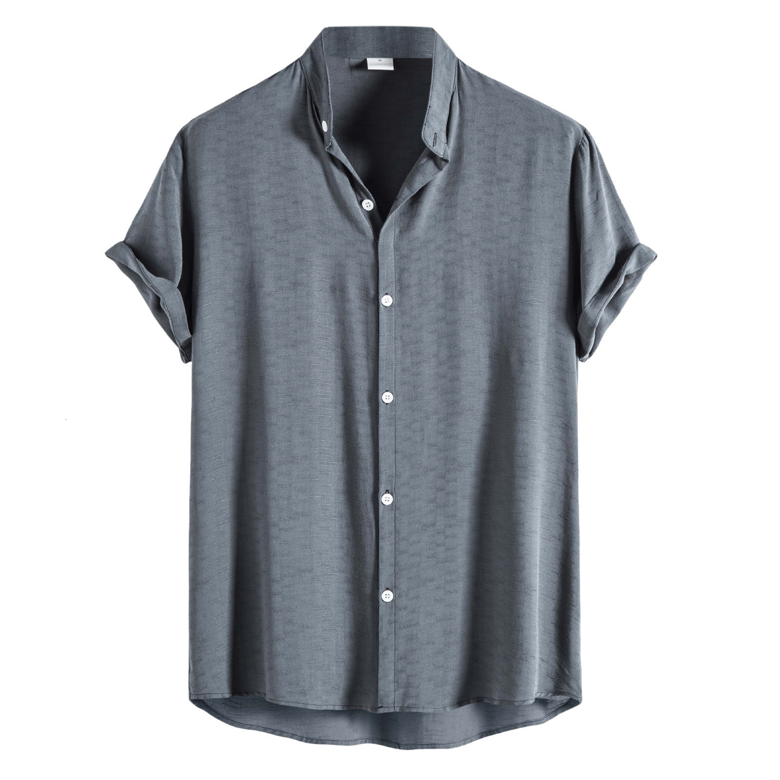 Men's Casual Shirts Summer men's shirt Harajuku solid color men's casual loose fitting short sleeved men's shirt camisa masculina 