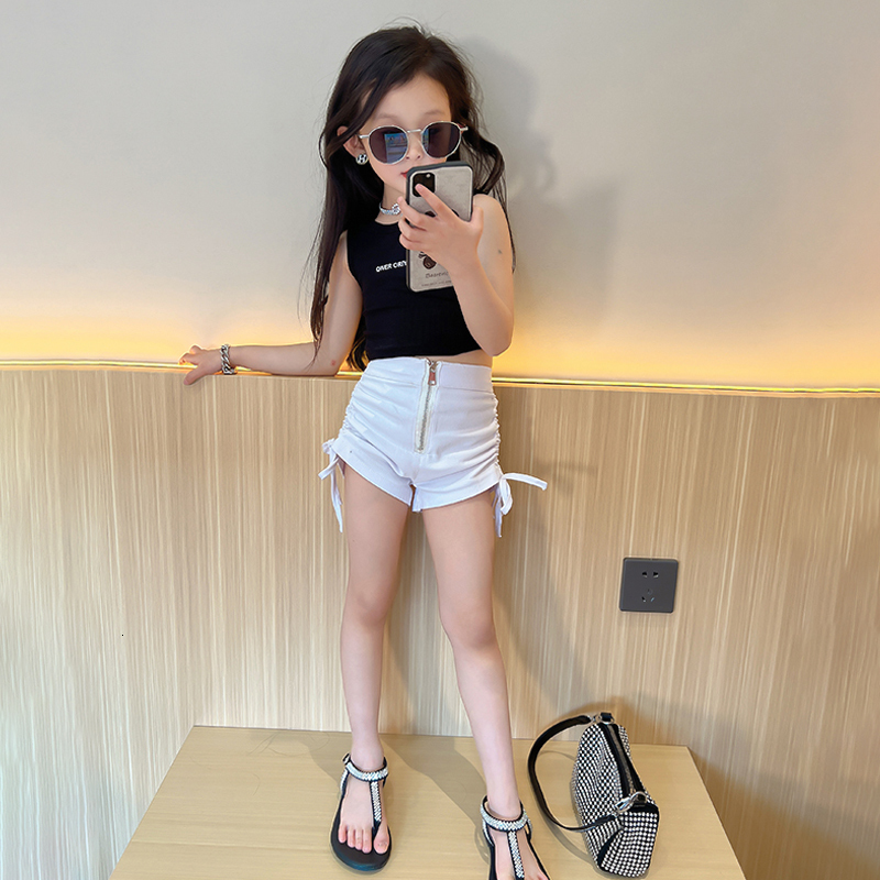 Shorts Summer Girls Baby Kids Children Bottoms Clothes Activewear Side Adjsutable Coul Lacing 413Y 230412