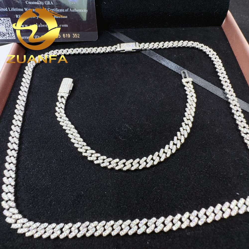 necklace moissanite chain925 sterling silver wholesale price iced out vvs moissanite diamond jewelry hip hop cuban link chain