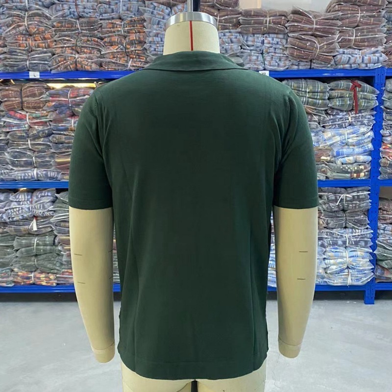 Men's Polos Summer Men's Short Sleeve Knitted Polo Shirt Cardigan Vintage Slim Fit Elastic T-shirt Top Class Business Casual Men's Shir