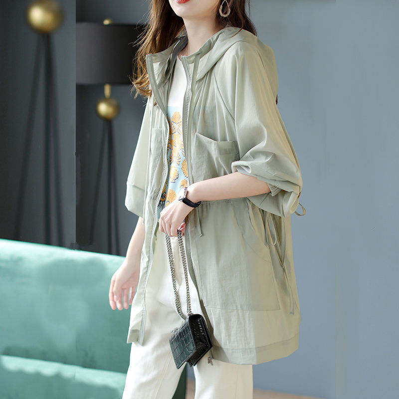 Women's Jackets Women's Hoodie Fashion Thin Transparent Fashion Soft Summer Women's Solid Ins Korean Sunscreen Harajuku High Street Hol