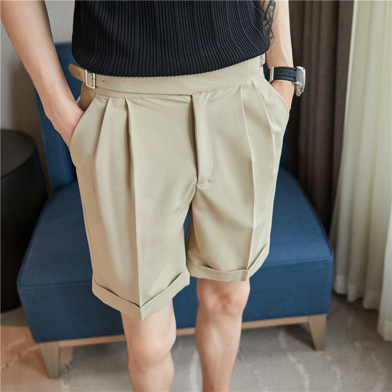 Men's Shorts Pleated Shorts Men's Summer White Shorts Bermuda Work Suit Men's Breathable Cool Street Shorts Korean Fashion Style 36 230