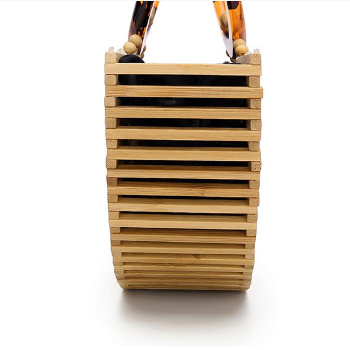 Fashionable bamboo womens bag outdoor handbag hollowed out design versatile casual beach bag