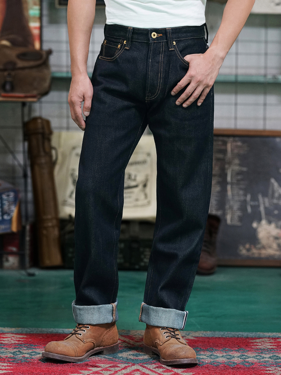 Men's Jeans Men's denim mid rise 23OZ thick -selling denim Bukleback straight Amekaji denim motorcycle freight pants 230412