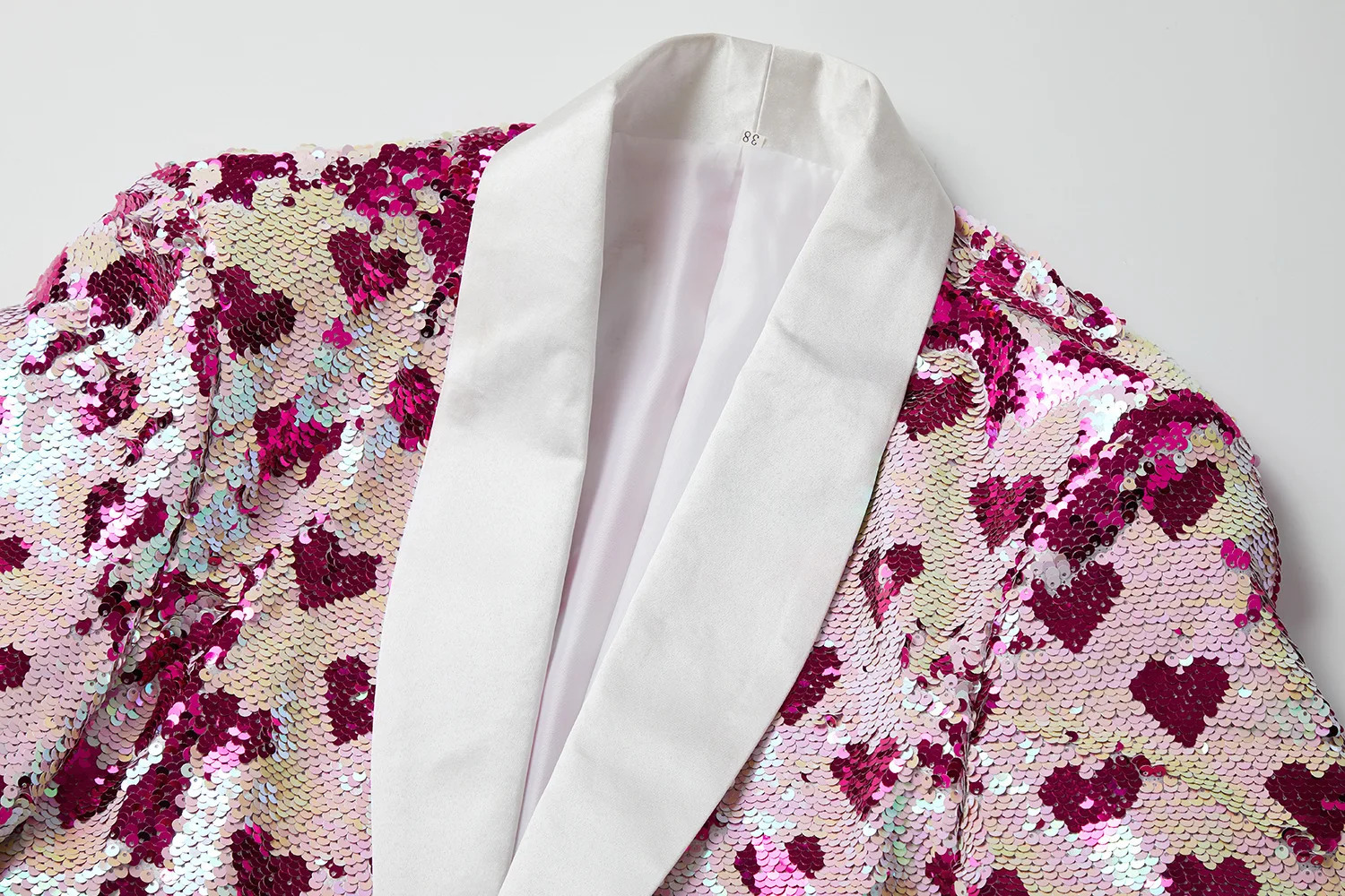 Men's Suits Blazers Stylish Heart Sequin Tuxedo Blazer Men One Button Shawl Lapel Mens Party Suit Jacket Wedding Groom Stage Singer Costume 23111