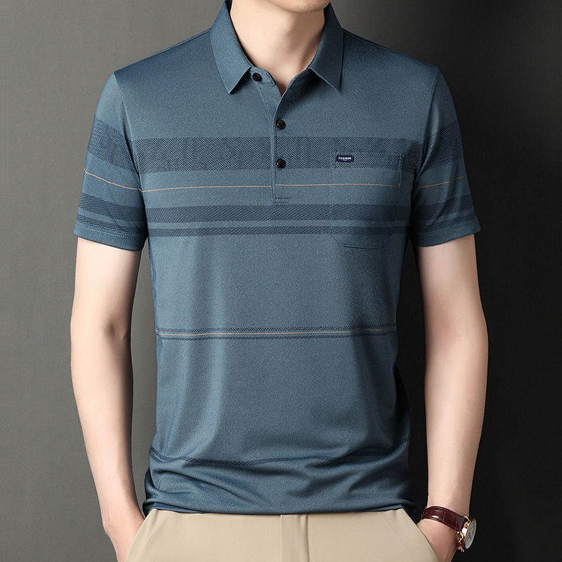Men's Polos Men's T-shirt Short sleeved Summer Lapel Print Pocket Button Embroidered Polo T-shirt Casual Comfortable Top 230412
